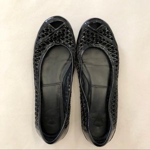 Frye black patent leather ballet flats